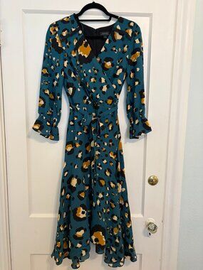 Tahari Animal-Print Georgette Midi Dress Sz 4